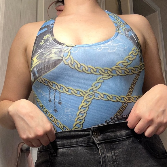 VINTAGE Y2K 2000’s CROWN ROYAL COBALT BLUE CHAIN STRETCHY TANK TOP - Picture 10 of 10